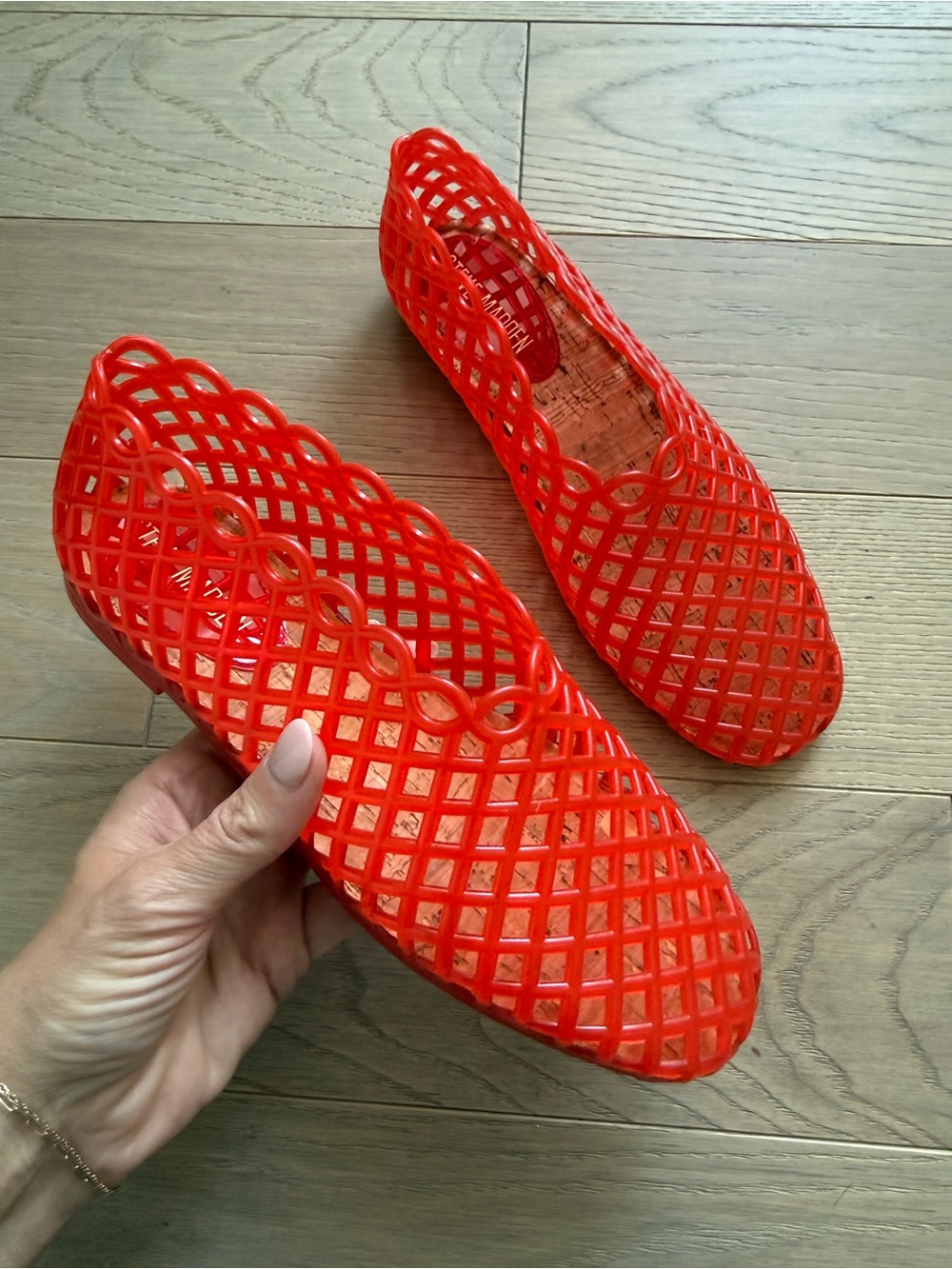 Steve Madden Red Lattice Slip-On Flats